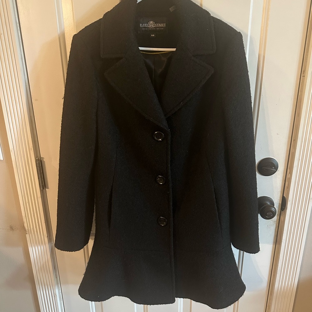 Fleet Street Black wool Pea Coat